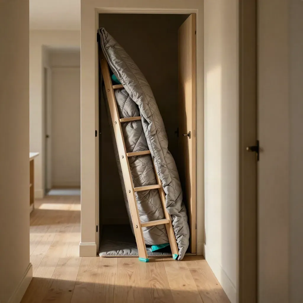 Insulated loft hatch, thermal blanket and sealed skirting in a warm hallway.